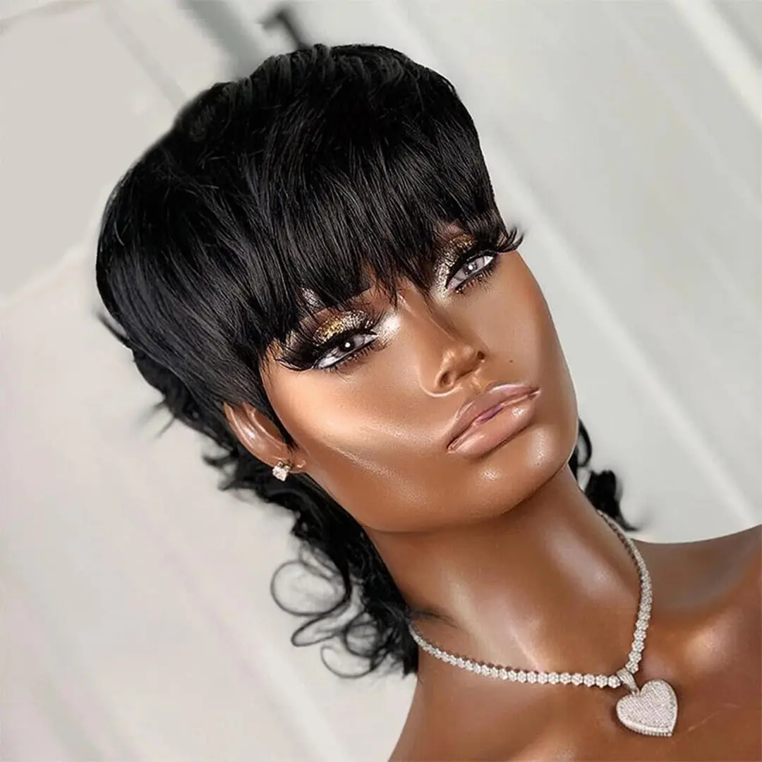 Black Curly Pixie W… - image