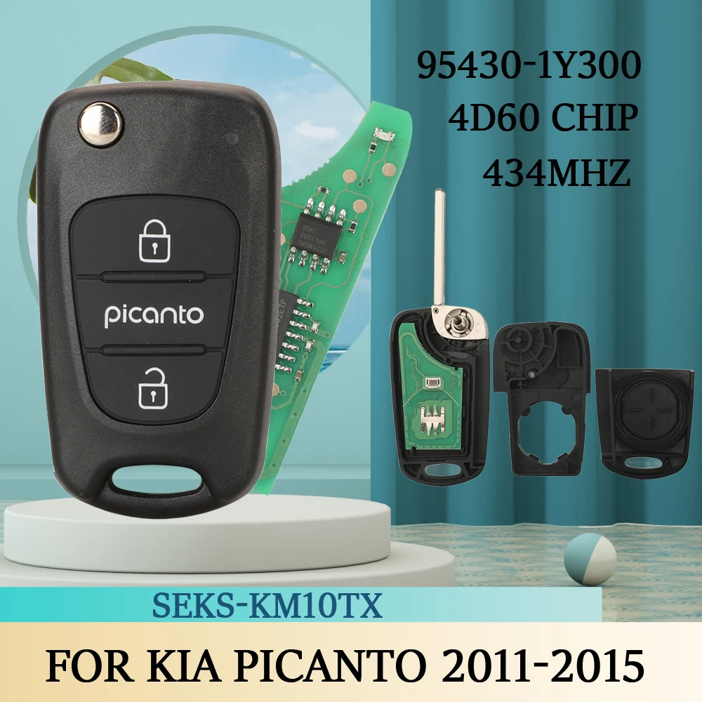 

Jingyuqin 3 кнопки для Kia Picanto 2011-2015 откидной пульт дистанционного управления автомобильный ключ 95430-1Y300 433 МГц 4D60 чип SEKS-KM10TX автоматический брелок