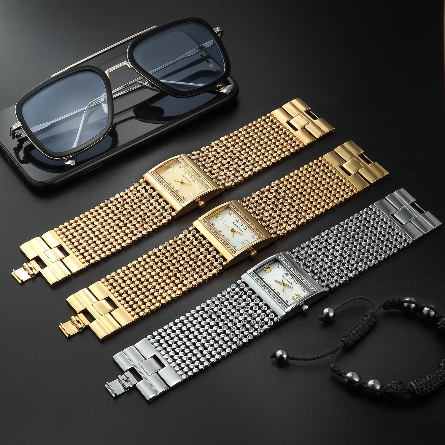 Gold New Arrival Rectangle Women Watches 2023 Luxury Elegant Brand Top Stainless Steel Creative Golden Rhinestone Ladies Watches