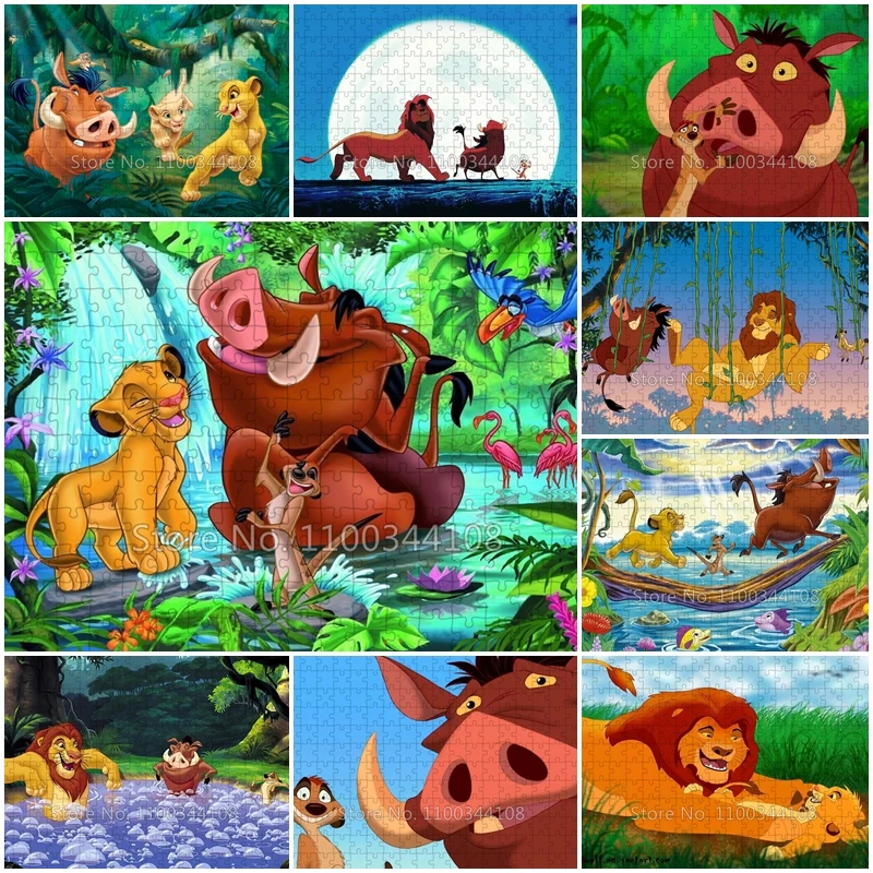 Disney The Lion King Simba Puzzle 300/500/1000 Pieces Timon & Pumbaa Hakuna Matata Jigsaw Puzzles Handmade Toys for Children