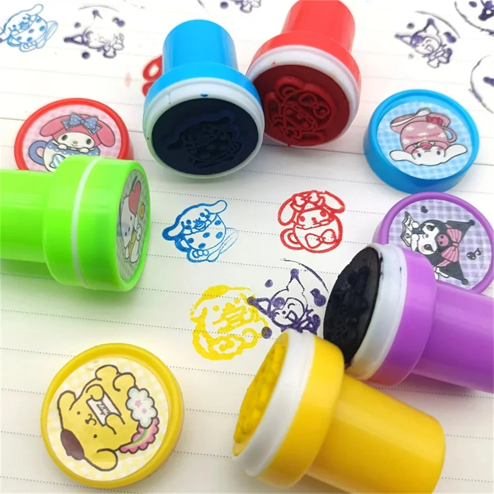 헬로키티 애니메이션 피규어 만화 시리즈 라운드 퀵 드라이잉 잉크 패드 창의적인 장난감 작은 도장 패턴 선물 장난감 어린이용