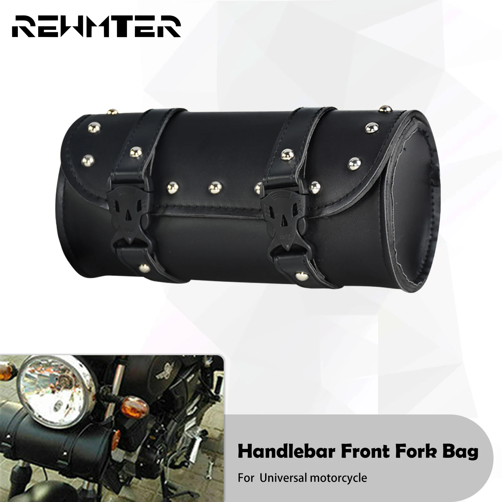 

Motorcycle Cruiser Tool Bag Handlebar Front Fork Bags Black Saddlebags For Harley Touring Sportster X1200 883 48 Bobber Chopper