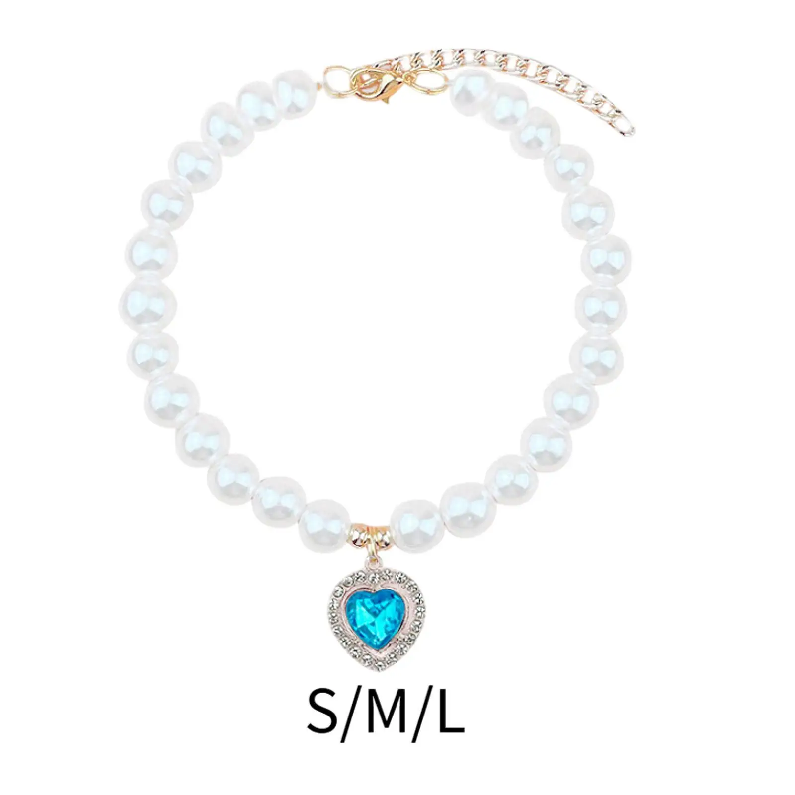 Pet Pearl Necklace Adjustable Collar Lightweight Bead Choker for Small Dogs and Indoor Cats Party