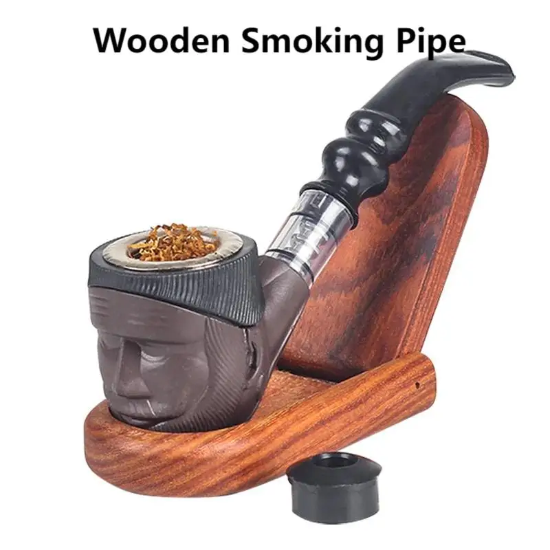 

Unique Gift for Smokers - 2025 Wooden Pipe with Detailed Old Man Head
