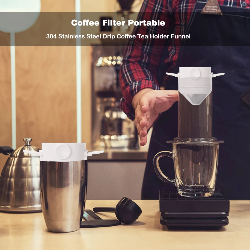 Foldable Coffee Filter Pour Over Coffee Filter Portable Coffee Dripper Reusable with Cleaning Brush for Backpacking Hiking