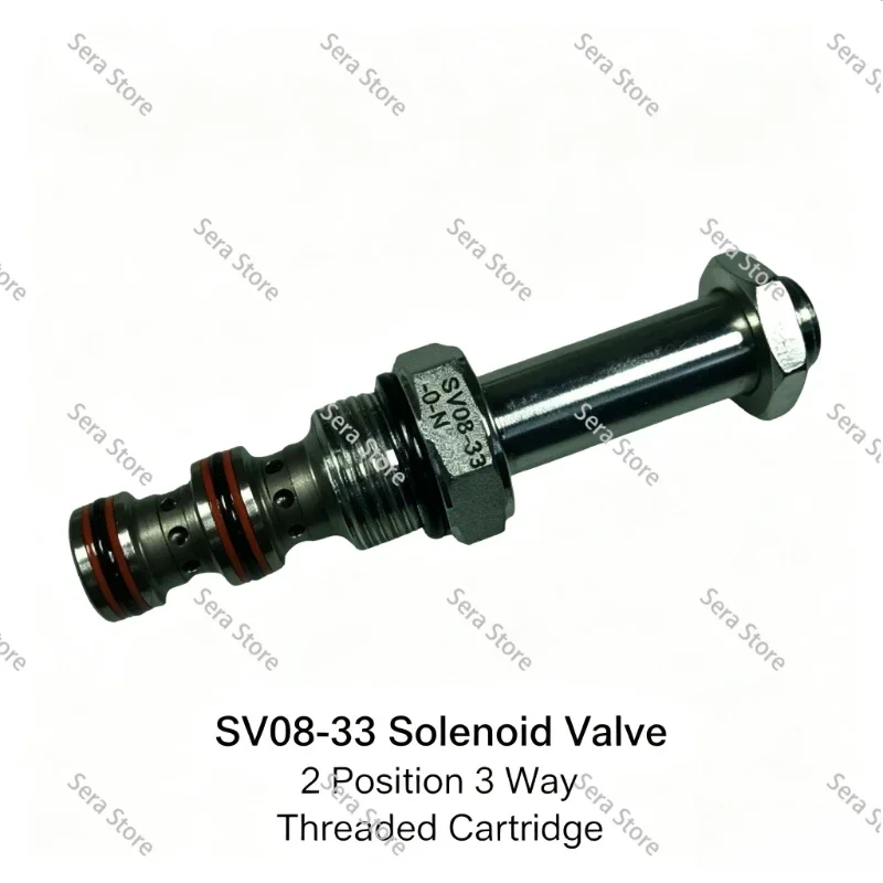 SV08-33 Two-position Three-way Solenoid Valve, Threaded Cartridge Solenoid Valve 11LPM