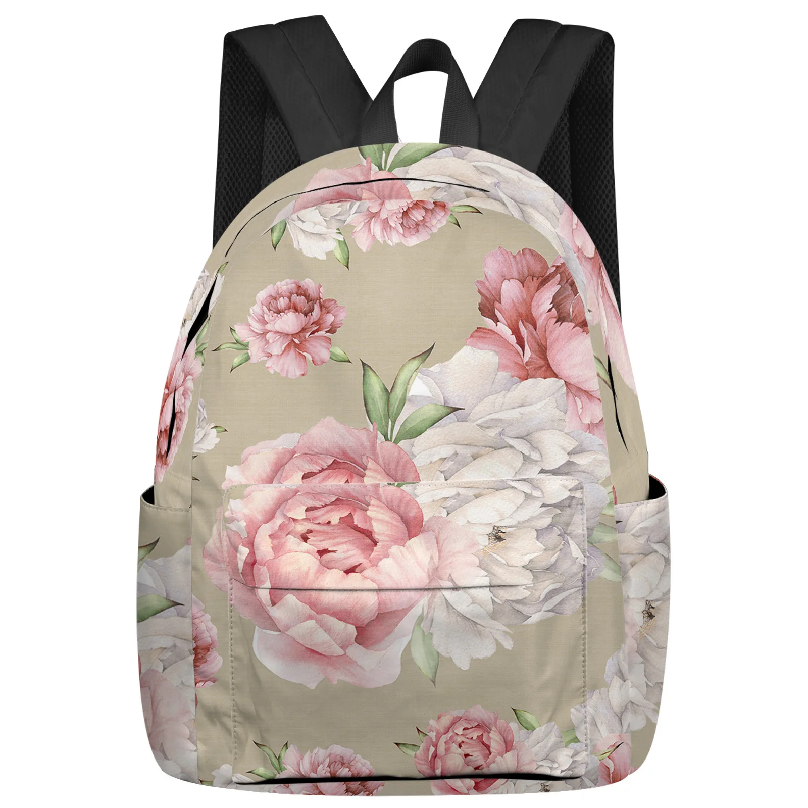 

Vintage Pink Flowers Peony Feminina Backpacks Teenagers Student School Bags Laptop Backpack Men Women Female Travel Mochila