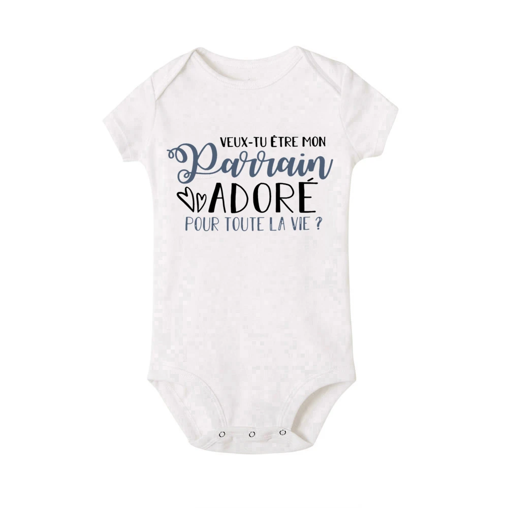 Would You Be My Godfather Baby Bodysuit Request Parrain Newborn Short Sleeve Jumpsuit Boys Girls Infant Outfits Unisex Playsuits