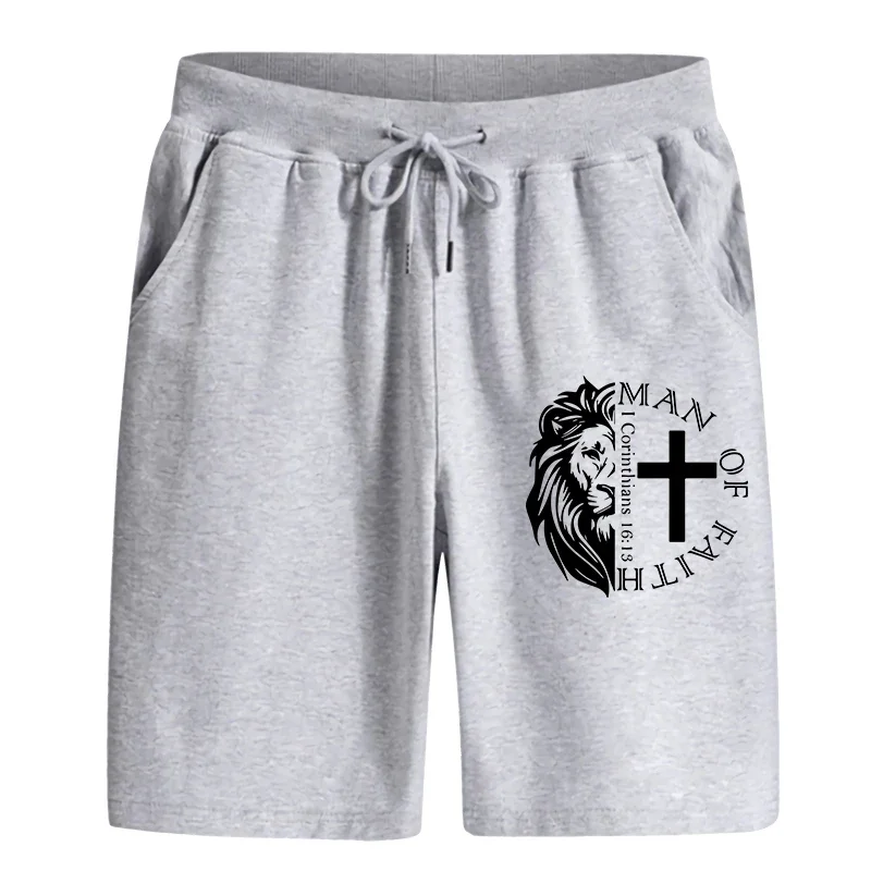 2026 Summer New Arrival Men's Walking Shorts Man of Faith Print Knee Length Pants High Quality Home Outdoor Casual Sports Shorts
