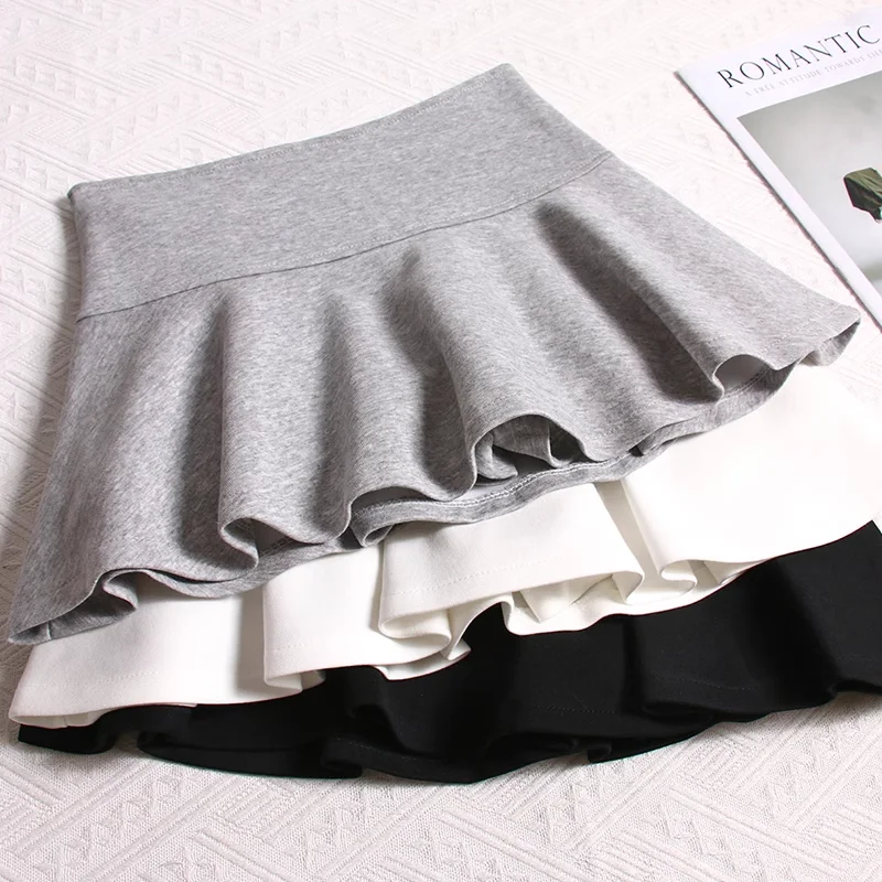 

Pleated Mini Skirt Women 2025 Spring Summer High Waist A-line Umbrella Skirts Spicy Girl Casual Solid All Match Skort