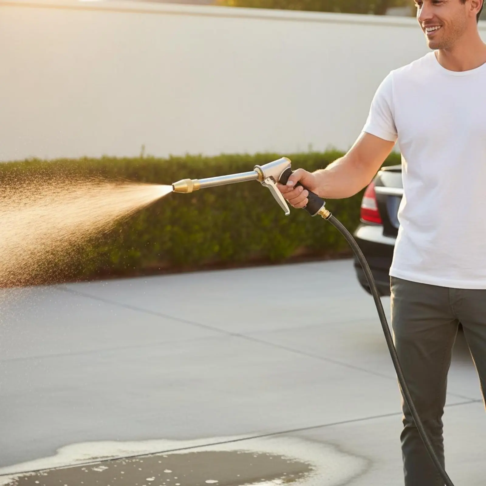 Car Wash Spray Wear-Resistant Metal Hose Nozzle Metal Hose Sprayer Leak-Proof Outdoor Tool Easy Grip Handle for Gardening