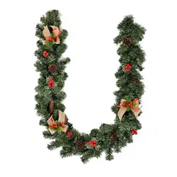 Artificial Christmas Garland Decoration 5.9ft Green Decorated with Pinecones, Berries Clusters for New Year Mantels Home Winter