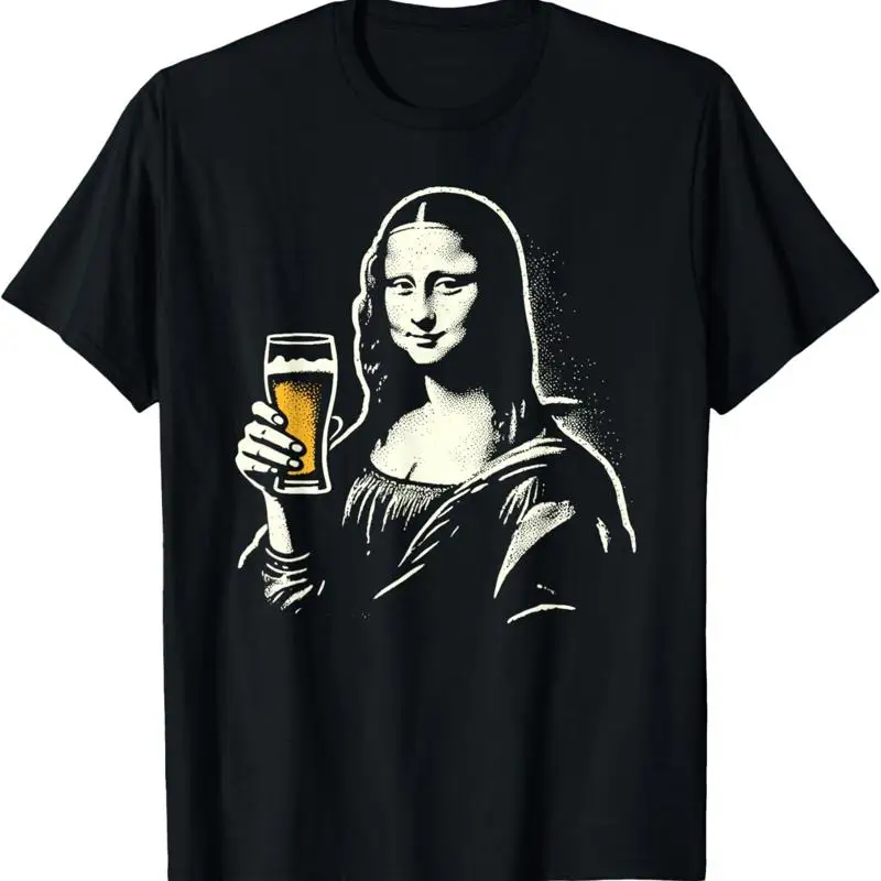 

Mona Lisa With Beer Bar Pub Crawl Party Funny T Shirt
