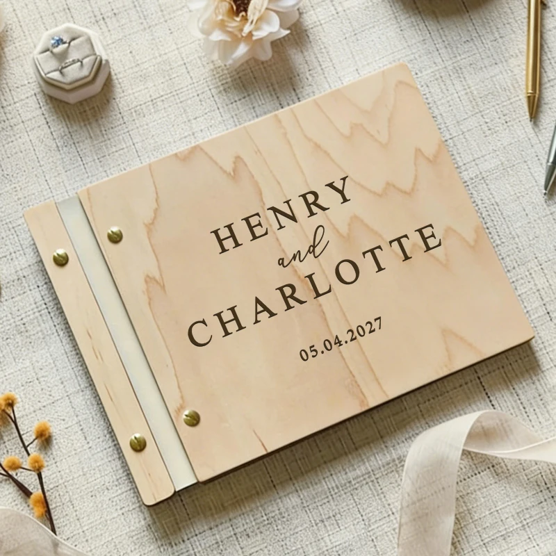 

Personalized Wedding Guest Book, Wooden Photo Album, Wooden Wedding Guest Book, Customized Guest Book for Wedding Gift