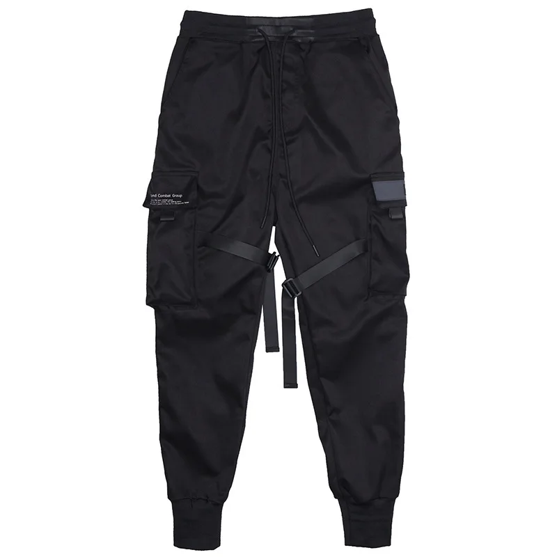 Mannen Tactische Joggingbroek Multi-Pocket Elastische Taille Harembroek Mannen Hiphop Streetwear Linten Ontwerp Functionele Cargo Broek