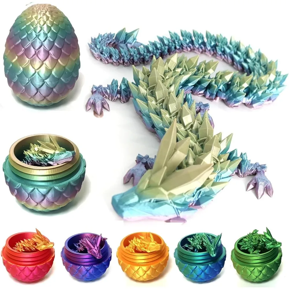3D Printed Dragon Egg, Dragon Egg with Dragon Inside 3D Printed Fidget Toy, 3D Print Surprise Animals Toy for Kids and Adults