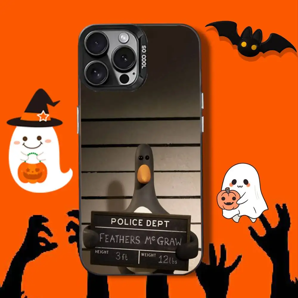 حافظة هاتف WallaceS Gromits Feathers-s لهاتف iPhone 16,12,13,17,15,1,11,Mini,Pro,SE,XS,MAX,غطاء سيليكون أسود غير لامع