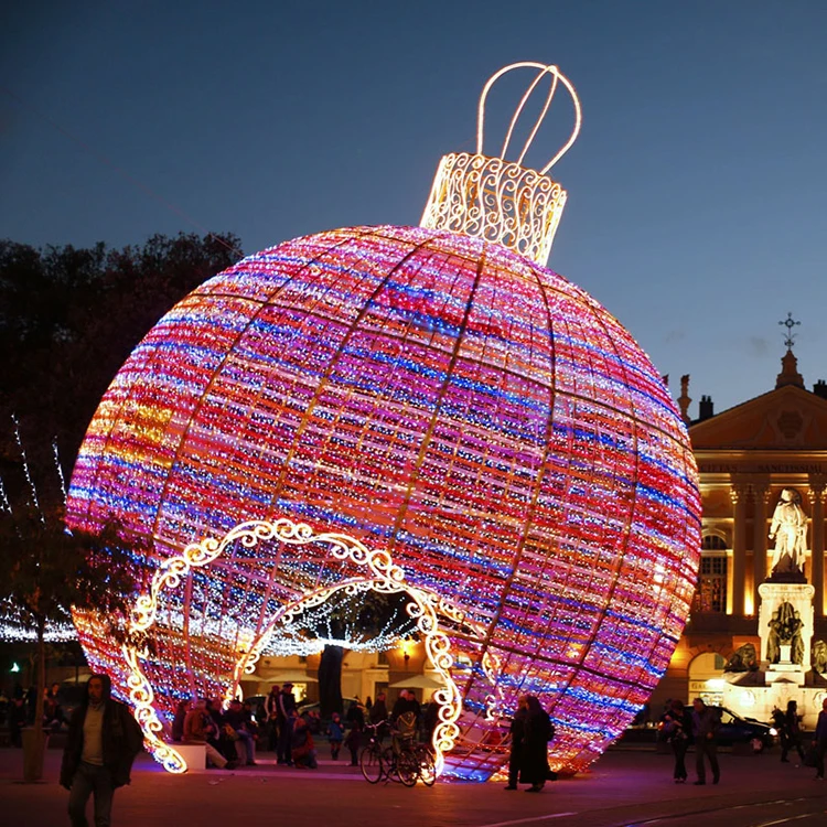 so-Outdoor Christmas Decorations Lights Giant Walk Through 3D Christmas Ball Arch Door with  Low Price！