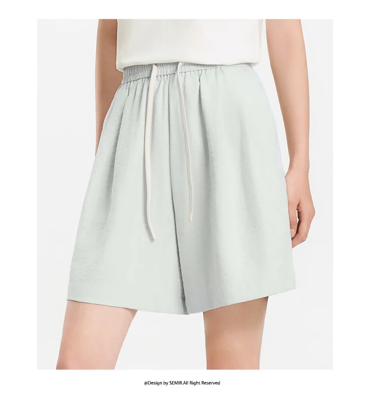 Semir Womens Shorts 2026 Pleated Texture Draped Elastic Waist A Line Loose Casual Style