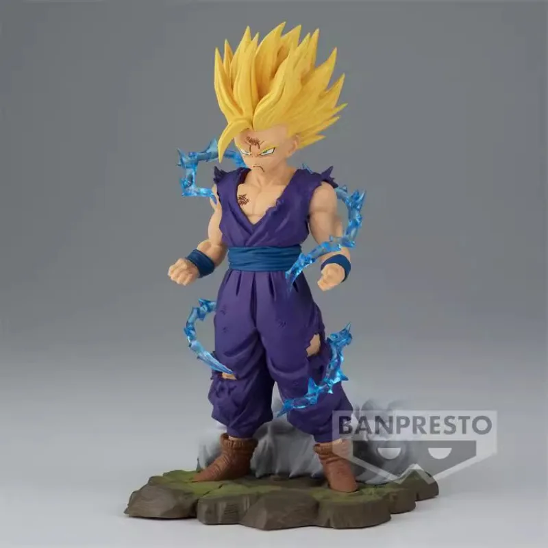 Bandai Genuine Original Anime Dragon Ball Z Super Saiyan Son Gohan Figurines Statue Action Figures Collectible Model Ornaments