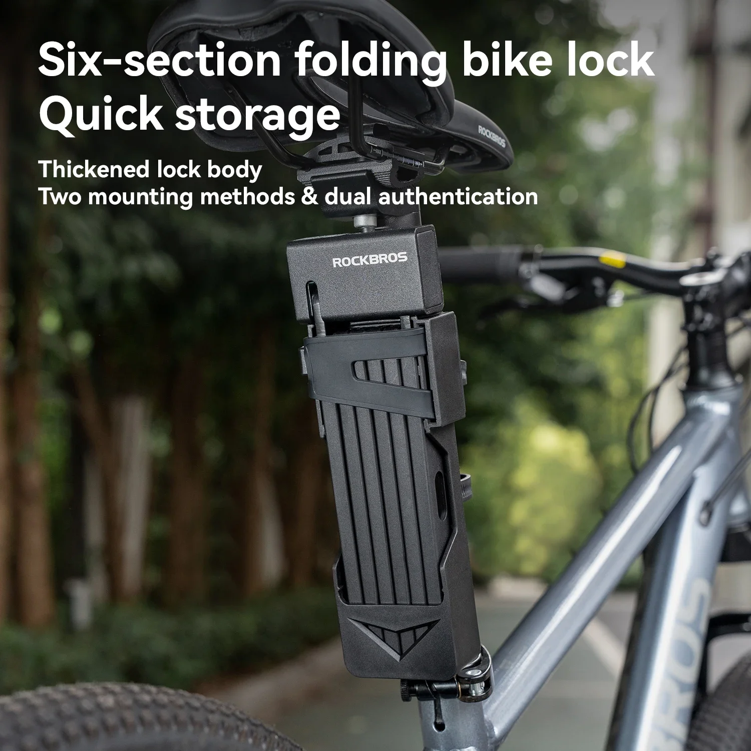 ROCKBROS Alloy Steel Portable Bicycle Folding Lock Multifunctional Thickened Hardened Anti-Theft Electric Bike Accessory