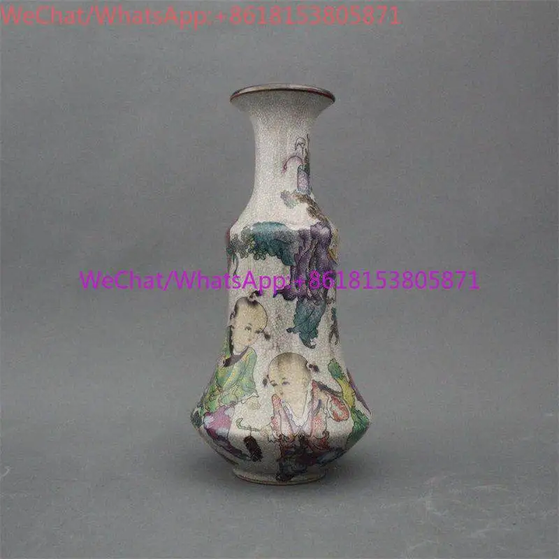 Qianlong pastel doll play painting vase home decoration display case ornament collection ancient porcelain
