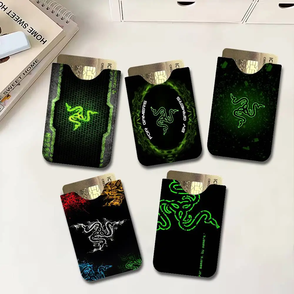 R-RAZER Logo Game Snake Cartoon Men Women Universal Leather Business Card Holder ID Credit Card Organizer Pocket Size Card Case