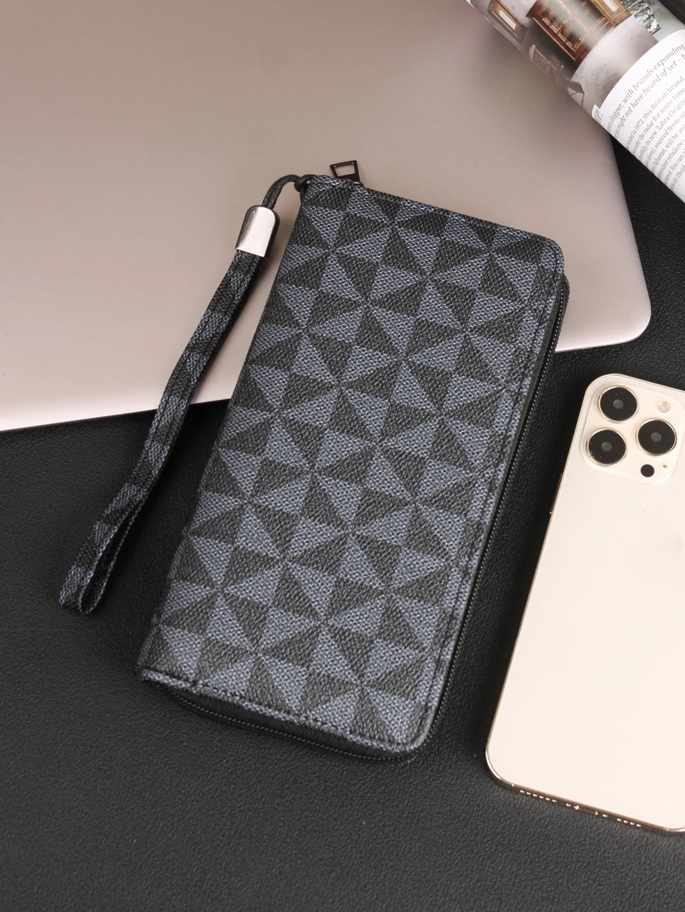 

«Стильный минималистичный мужской кошелек — клатч большой емкости с двойной молнией и несколькими отделениями для карт, портативная сумка на запястье