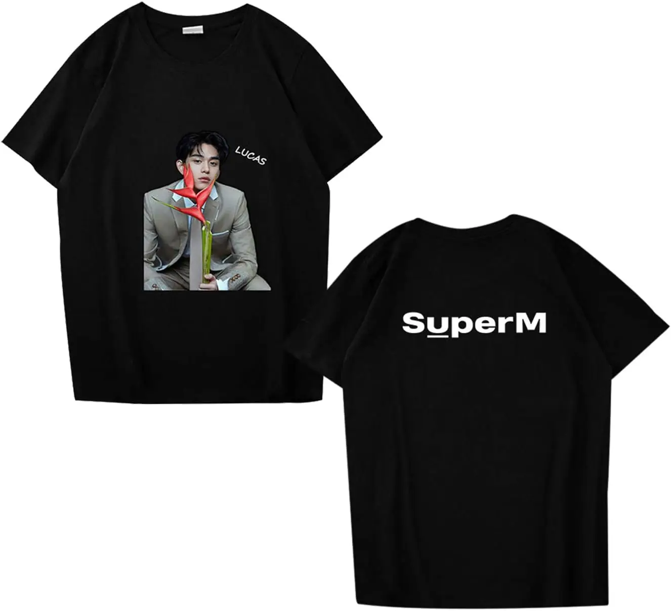 Xkpopfans Kpop SuperM T-Shirt SuperM Live Concert Tshirts Mark Lucas Baekhyun Kai Tee Shirt