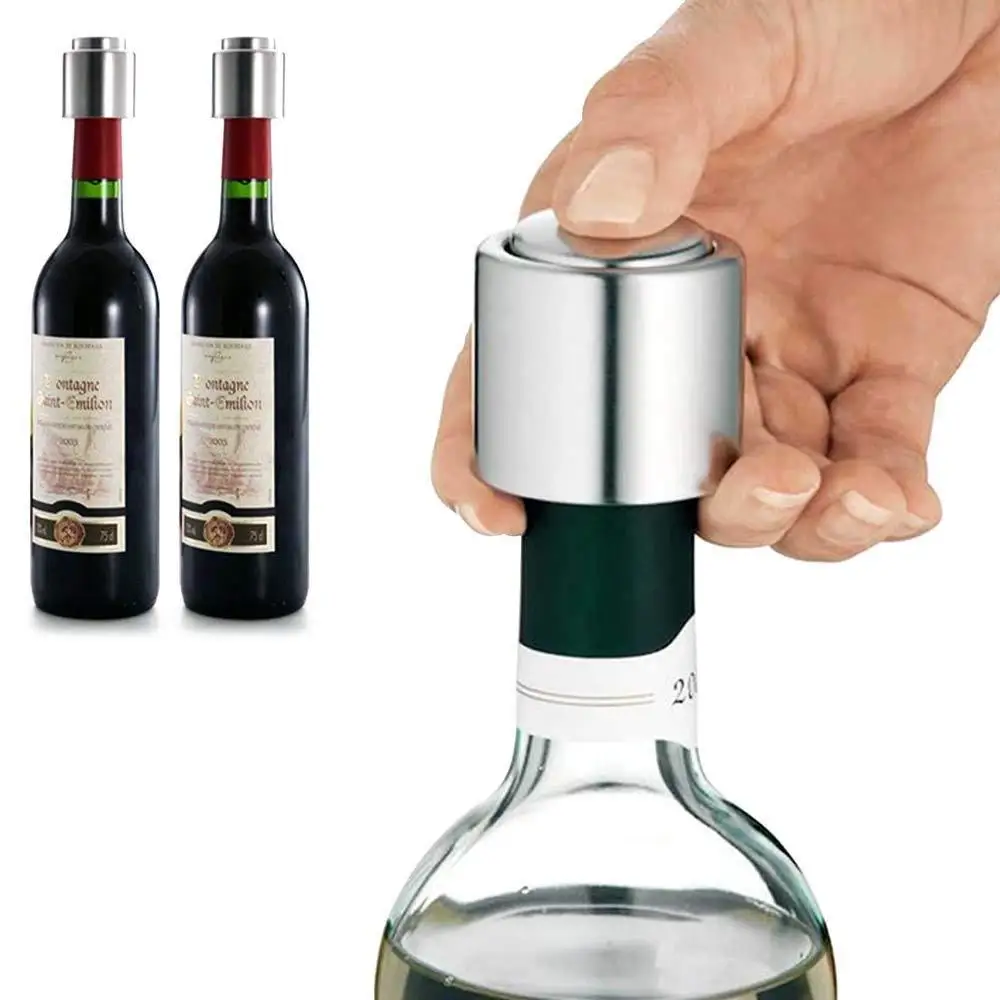 1/2 Uds tapón de botella de vino de acero inoxidable tapón de vino tapón de retención de frescura sellador de tapa de vino tinto guardián fresco