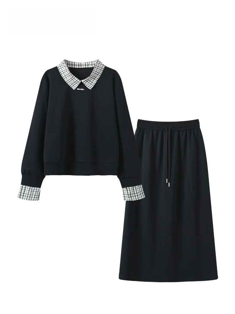 

Lazy Sle Sweatirt Skirt Set plus Size Women's Faion Spring New Arrival Cotton Polyester Spandex Mid-Length A-Line Skirt
