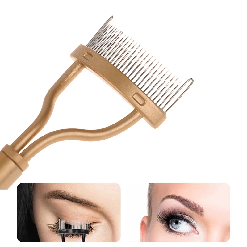Gouden Wimper Separator Metalen Tanden Rechte Wimperkruller Makeup Roestvrij Wimperborstel Kam Mascara Krul Make-Up Tool