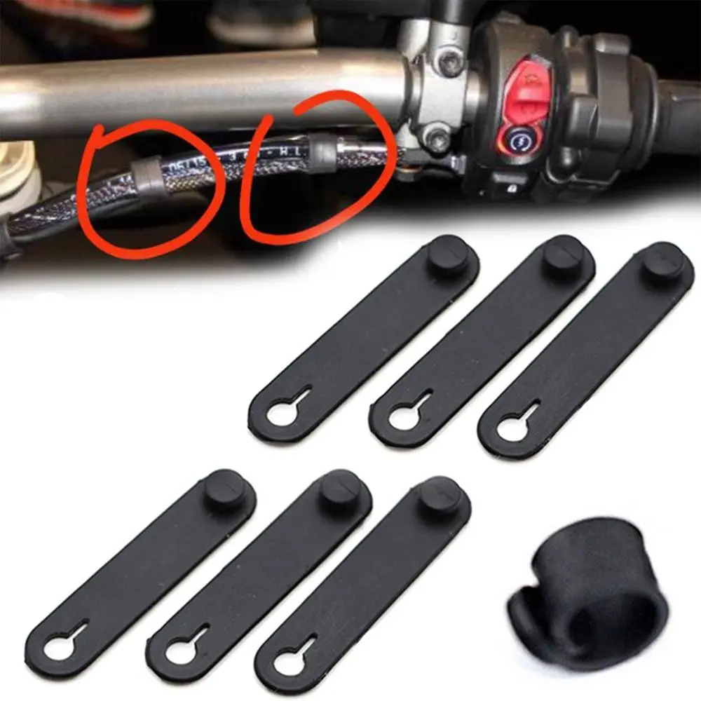 

6/12PCS Black Motorcycle Cable Securing Ties Modification Accessories Rubber Fixing Tension Strap Elastic 57mm*12mm