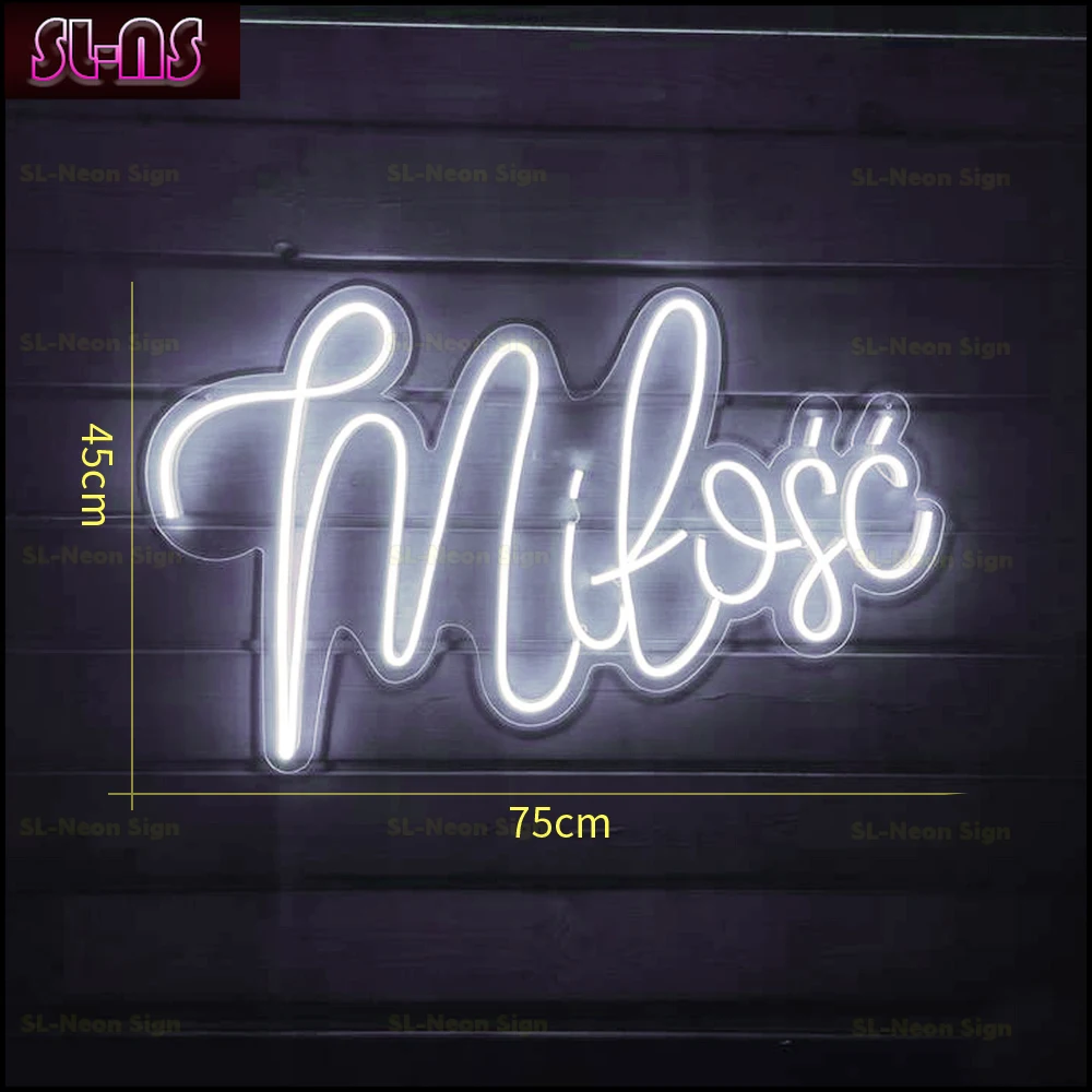 Segnaletica personalizzata Led Neon LOVE Polish Neon Sign Milosc Neon Lights, Wedding Sign, Birthday Party Light Sign