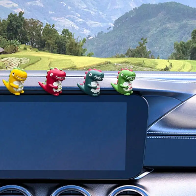 Car Center Console Decor Center Console Dinosaur Decoration 4PCS Colorful Car Decoration Cute Animal Ornament For Vehicles