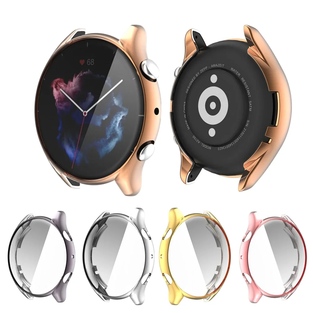 Capa protetora para amazfit gtr 3 pro 4 caso relógio protetor de tela cheia para amazfit gtr3/2/2e smartwatch macio tpu manga escudo