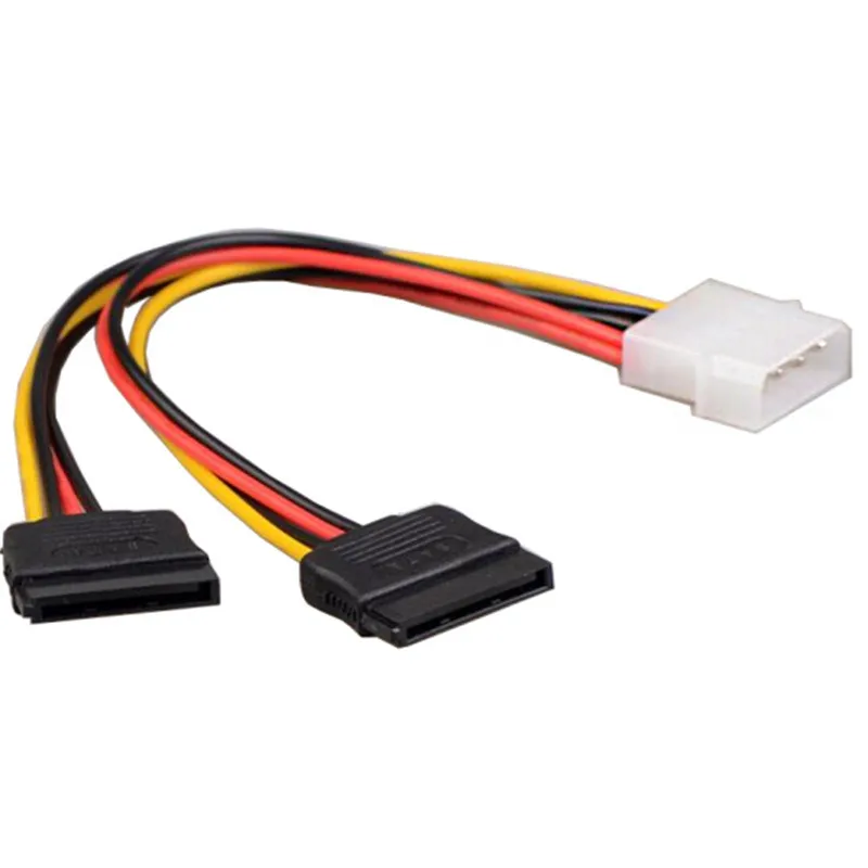 4Pin IDE Male Molex to Dual SATA 15pin Female 4-pin Y Splitter Adapter Hard Drive Power Supply Cable