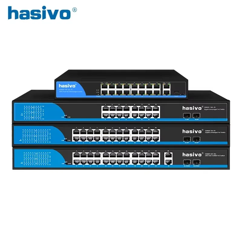 24v Passive PoE Switch 16 25 10/100/1000M Af/At Suitable for 24v Devices
