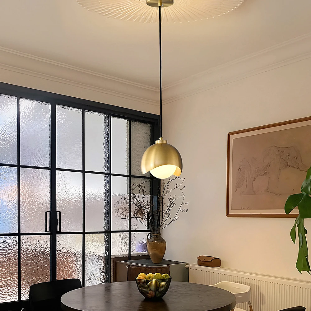 Modern Brass Glass Pendant Light Nordic Minimalist Small Hanging Lamp Kitchen Island Dining Room Bedroom Decor Lighting Fixture