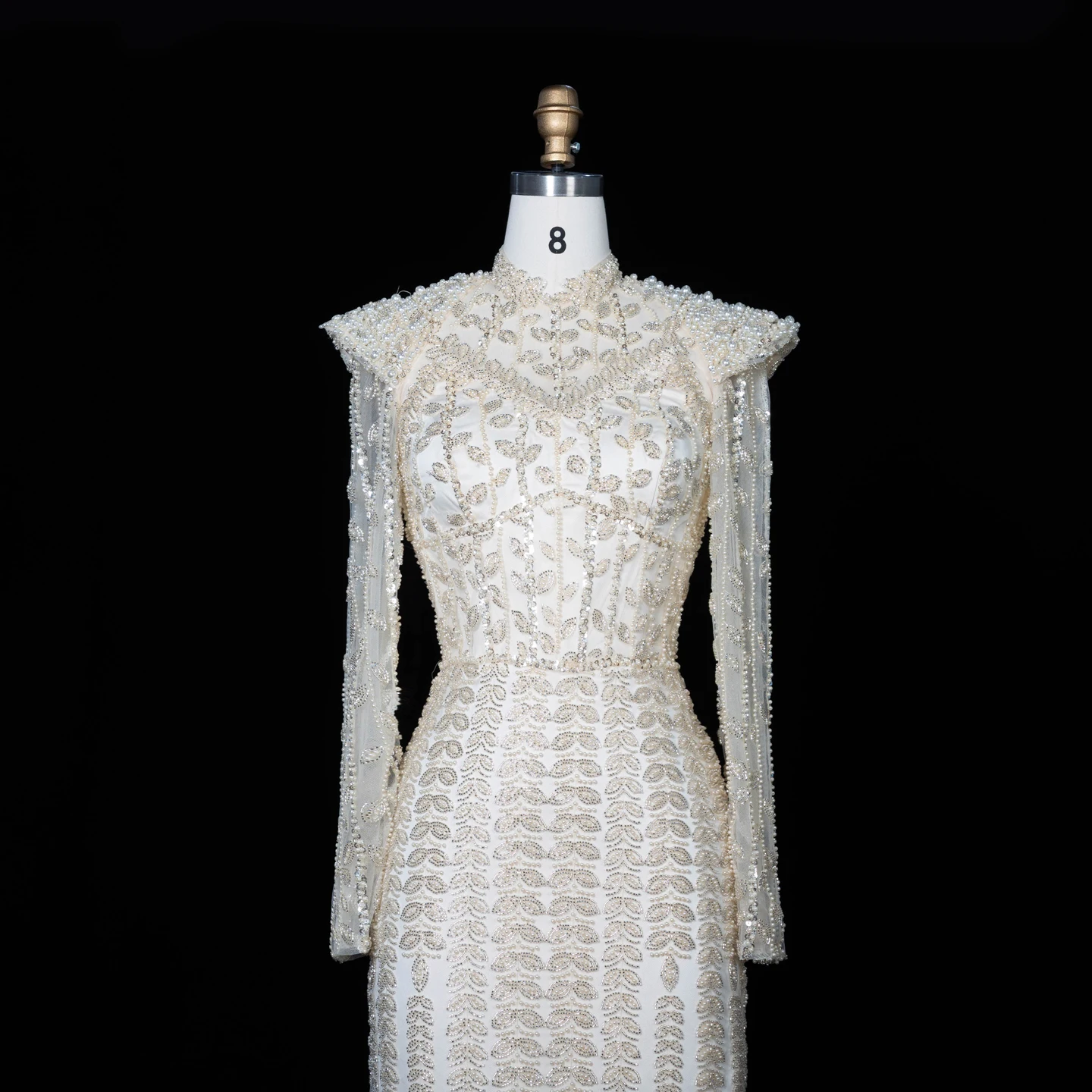 Sharon Said Luxuriöses Dubai Rosa Perlenbesetztes Abendkleid mit Langen Ärmeln Saudi-Arabisches Hochzeits-Bankett-Partykleid SS696 Maßanfertigung – Detail 13