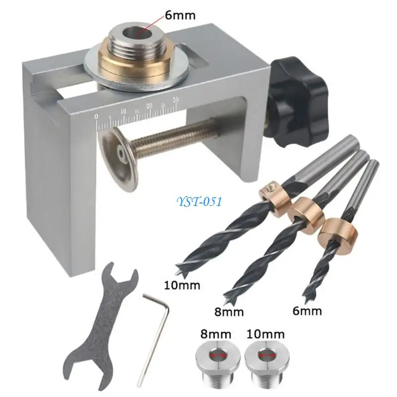E15A النجارة ثقب الحفر دليل محدد ثقب فتاحة قالب للخزائن #5