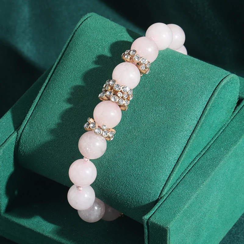 

Vintage Gold Color Pink Beaded Bracelets For Women Natural Stone Rhinestone Luxury Girlfriend Gift Bridesmaid Accessories 2025