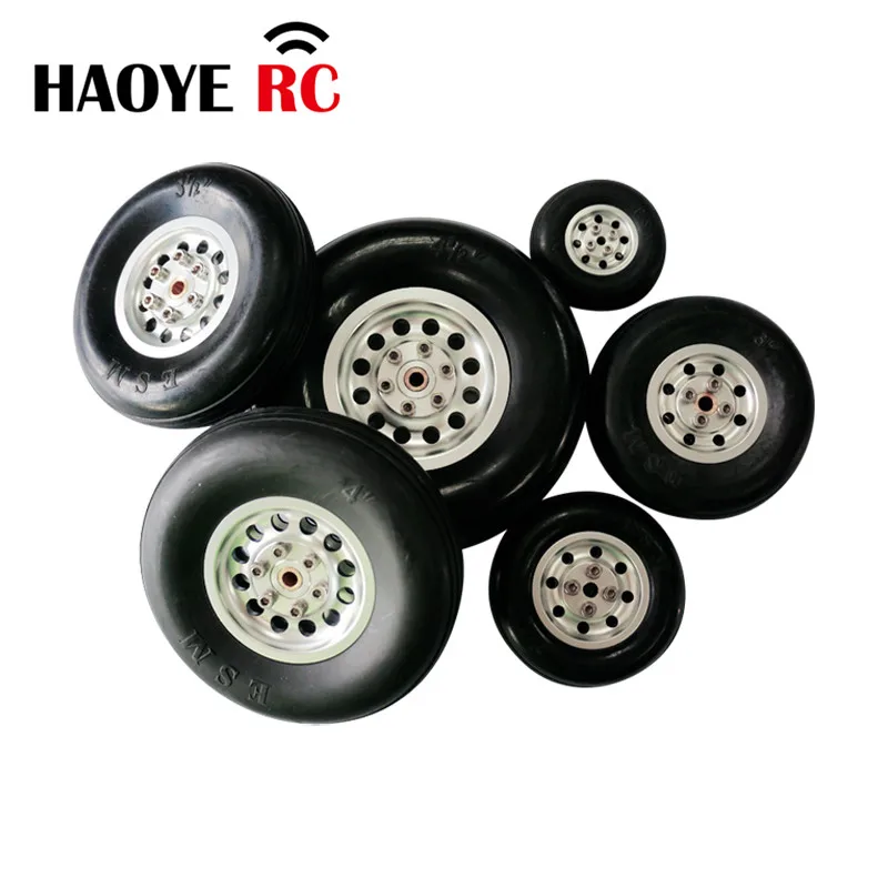 Haoye 1 Pc Aluminum Hub Rubber Wheel Landing Gear Wheels Tires Tyre For RC Airplane Replacement Accessory