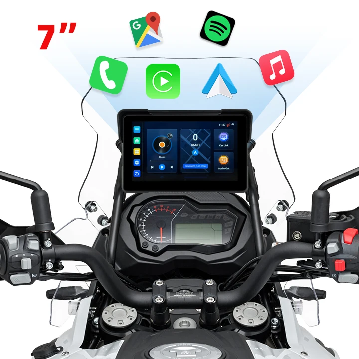 EKIY 7 Inch Motorcycle Carplay Navigation GPS Android 13.0 2+32GB Wireless Apple Carplay Android Auto Motorcycle Touch Screen