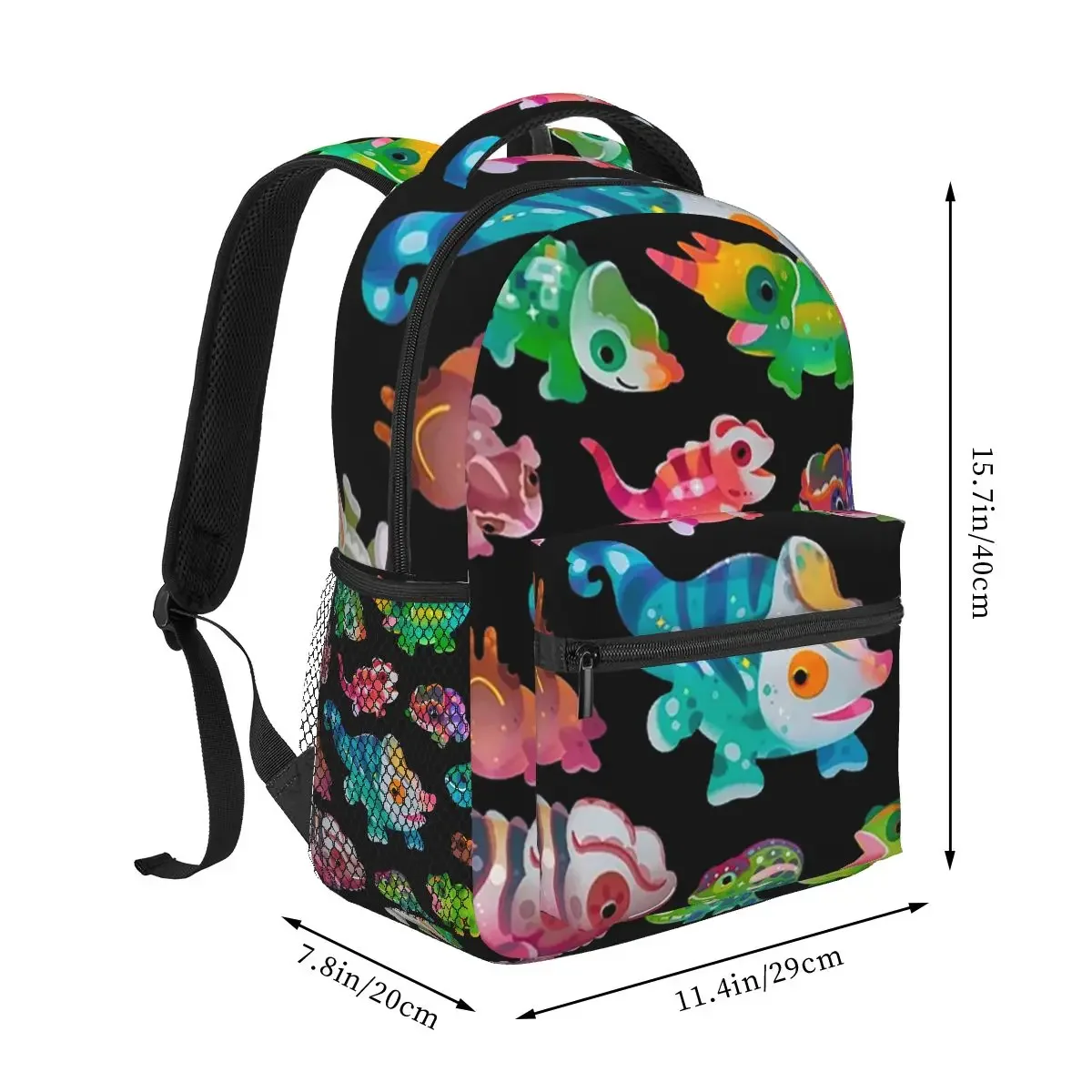 Chameleon - Dark Backpacks Boys Girls Bookbag Children School Bags Cartoon Travel Rucksack Shoulder Bag Large Capacity