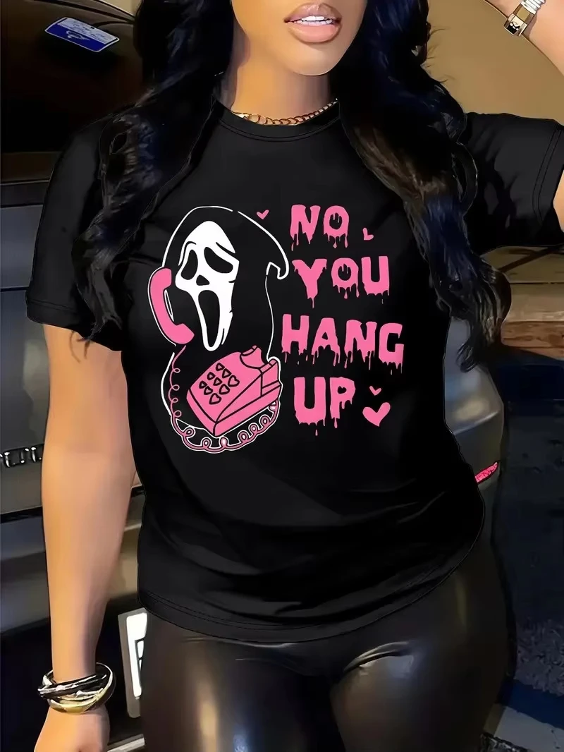 

2025 Halloween Graphic Streetwear Fashion Trend T-Shirts Harajuku Clothes Short Summer Tee Casual Women's Clothing Short Sleeve