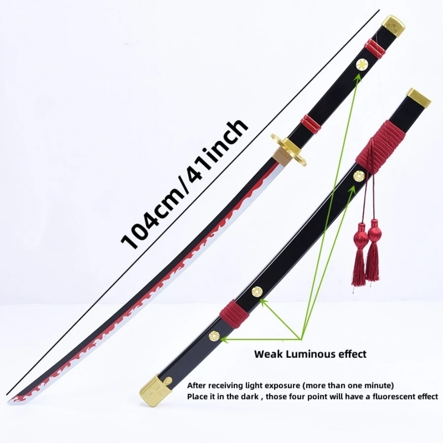 Coltello Ninja Anime Cosplay da 104 cm/41 pollici, set di giochi di ruolo Katana Samurai Roronoa Zoro, spada con lama di bambù per esterni divertenti e cosplay
