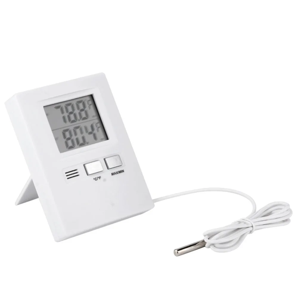 ABS Digital Thermometer High Precision White Indoor Outdoor Thermometer Wired Sensor Digital Readout LCD Thermometer
