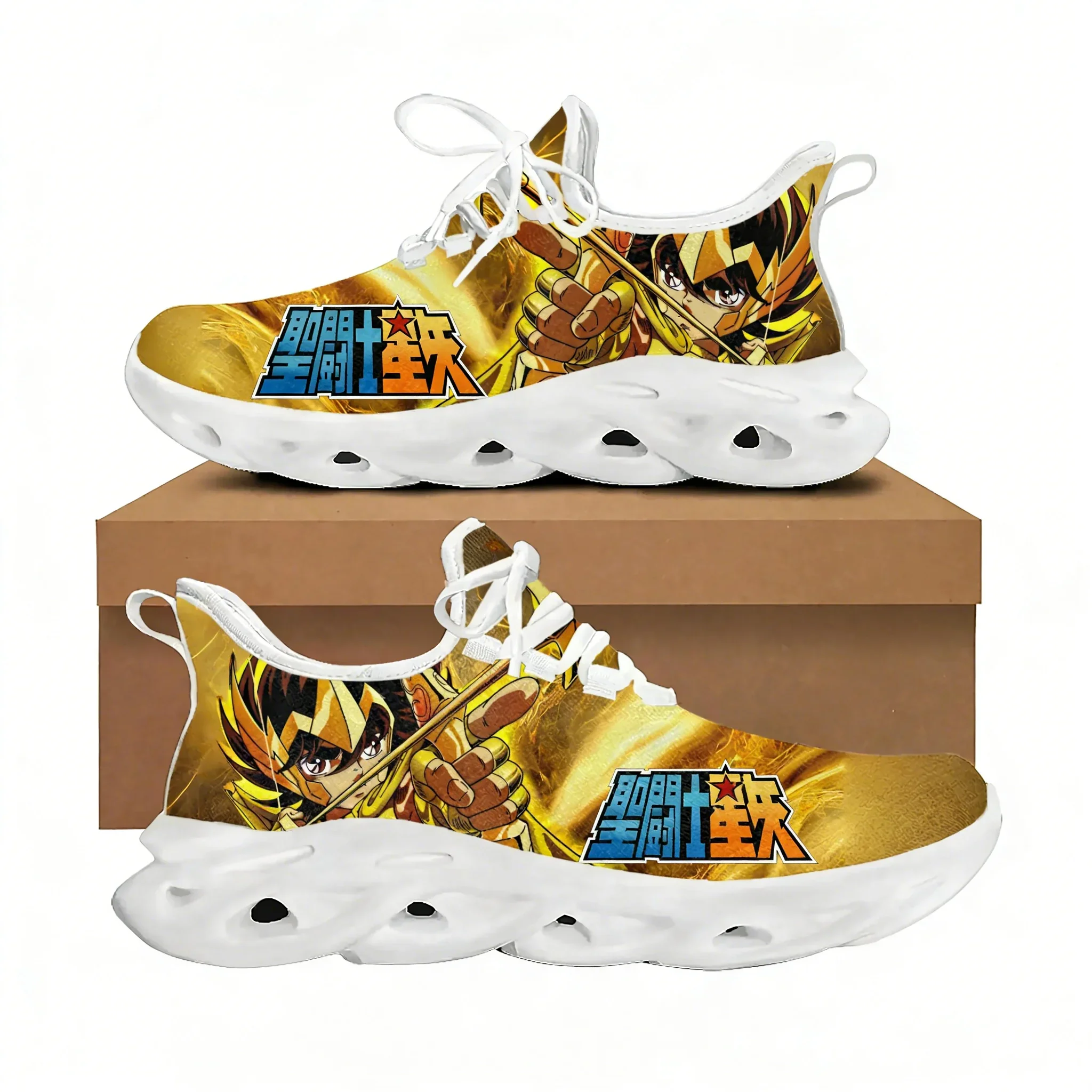 

Saint Seiya Flats Sneakers Mens Womens Teenager Sports Running Shoes High Quality Cowboy Cartoon Custom Lace Up Mesh Footwear