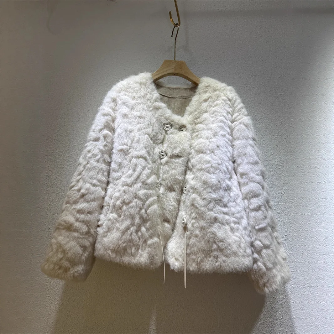 

Faionable ort Faux Fur Coat Warm Thiened Leather And Fur Inteated Design Autumn Winter Women's Long Sve round Ne...